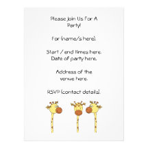 Bande dessinée de trois girafes invitations personnalisables