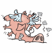 bande dessinée drôle de porc de vol d'atterrissage photos en relief
