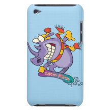 bande dessinée drôle de rhinocéros de snowboarding étui iPod touch