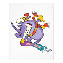 bande dessinée drôle de rhinocéros de snowboarding carton d'invitation