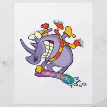 bande dessinée drôle de rhinocéros de snowboarding tract personnalisé