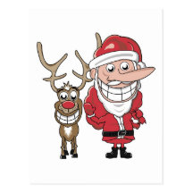 Bande dessinée drôle Père Noël et Rudolph Carte Postale