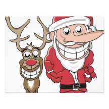 Bande dessinée drôle Père Noël et Rudolph Faire-part Personnalisé