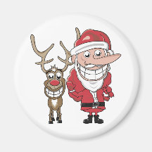 Bande dessinée drôle Père Noël et Rudolph Magnets
