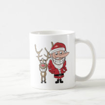 Bande dessinée drôle Père Noël et Rudolph Mug