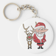 Bande dessinée drôle Père Noël et Rudolph Porte-clé