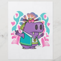 bande dessinée hippie d'hippopotame de hippie drôl prospectus en couleur