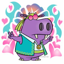 bande dessinée hippie d'hippopotame de hippie drôl découpages en acrylique