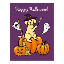 Bande dessinée jaune 2 de Halloween Labrador Cartes Postales