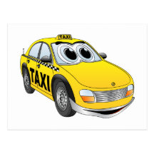Bande dessinée jaune de taxi cartes postales