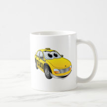 Bande dessinée jaune de taxi tasse
