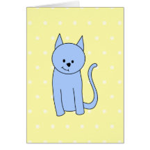 Bande dessinée mignonne de chat bleu cartes de vœux