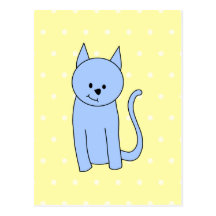 Bande dessinée mignonne de chat bleu carte postale