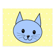 Bande dessinée mignonne de chat bleu carte postale
