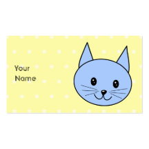 Bande dessinée mignonne de chat bleu cartes de visite personnelles