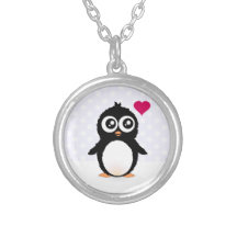 Bande dessinée mignonne de pingouin collier personnalisé
