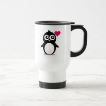 Bande dessinée mignonne de pingouin tasse