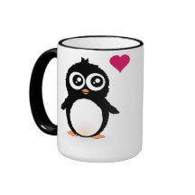 Bande dessinée mignonne de pingouin tasse à café