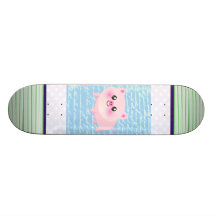 Bande dessinée mignonne de porc planches à roulettes