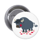 Bande dessinée mignonne Taureau et insigne rouge d badges publicitaires