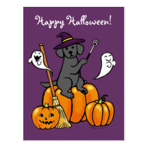 Bande dessinée noire 2 de Halloween Labrador Carte Postale