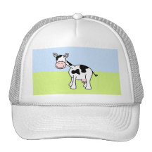 Bande dessinée noire et blanche de vache casquette de camionneur