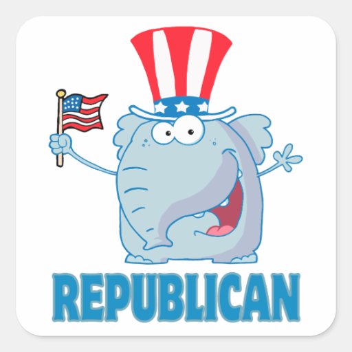 bande dessinée politique d'éléphant républicain mi autocollants carrés