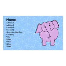 Bande dessinée pourpre d'éléphant. Fond floral ble Cartes De Visite Personnelles