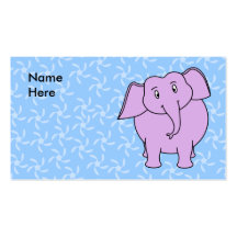 Bande dessinée pourpre d'éléphant. Fond floral ble Cartes De Visite Personnelles