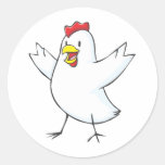 Bande dessinée rouge de poule autocollant rond