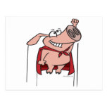bande dessinée superbe de porc de super héros idio carte postale