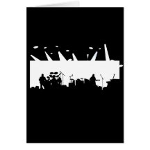 Bande sur la silhouette B&W de concert d'étape Cartes De Vœux