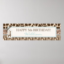 Bannière d'anniversaire de BB de garçon de safari Posters