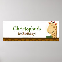 Bannière d'anniversaire personnalisée par girafe d posters