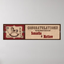 Bannière de baby shower de cowboy affiche