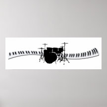 Bannière de clavier de tambours et de piano posters