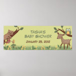 Bannière enchantée de baby shower de forêt affiches