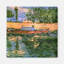 Banques de Van Gogh de la Seine avec les bateaux ( Aimant