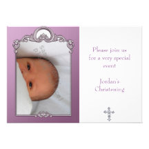 Baptême argenté pourpre 2 de croix de bijou de cad invitations