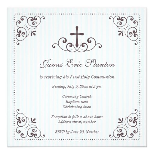 Baptême/baptême/d'abord communion élégants de garç invitation personnalisée