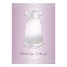 Baptême blanc rose de fille de robe de baptême cartons d'invitation