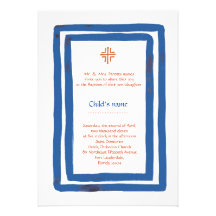 Baptême bleu de frontière bristols personnalisés