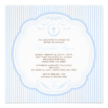 Baptême croisé bleu doux Inviation de bébé Faire-parts