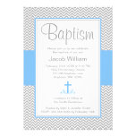 Baptême croisé bleu gris de baptême de garçon de C Invitation