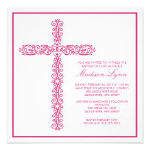 Baptême croisé Inviation de fille de baptême de ba Invitations Personnalisées