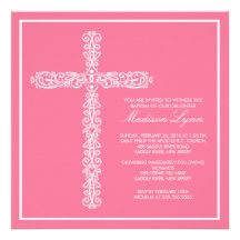 Baptême croisé Inviation de fille de baptême de ba Invitations