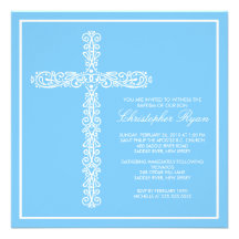 Baptême croisé Inviation de garçon de baptême de b Invitations