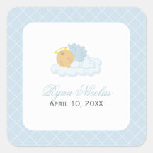 Baptême de bébé sticker carré