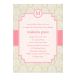 Baptême de damassé de monogramme/invitation de bap