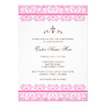 Baptême de damassé/invitation roses élégants de ba